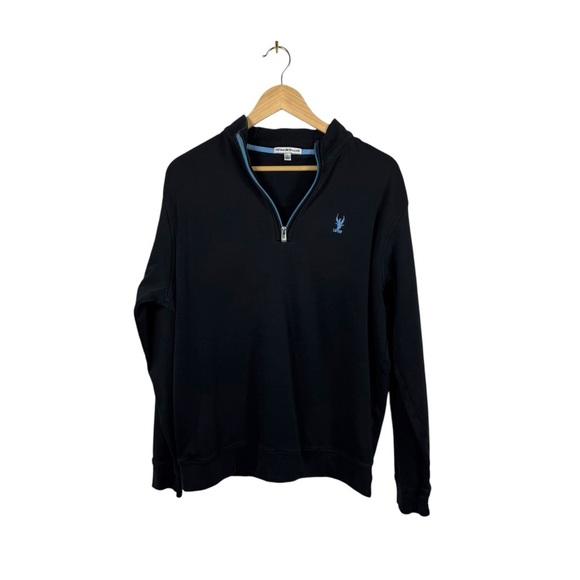 Peter Millar Men’s Interlock Quarter Zip Embroidered Sweater Black/Blue Large - Picture 3 of 9